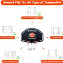 Trampoline Basketball Hoop, Easy to Install Basketball Hoop for Trampoline with Mini Ball and Pump, Basketballs Hoop with Protective Net Fit for 25mm Straight Pole and Curved Pole Trampolines