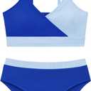 Girls' 2 Piece Swimsuit Solid Spaghetti Strap Bikini Sets Beach Bathing Suit Swimwear for Teen Girls (9-10 Years)