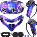 Silicone Cover Set Compatible with Meta/Oculus Quest 3s Accessories, VR Silicone Face Cover, VR Shell Cover,Touch Controller Grip Case,Camera Lens Protector Set (Starry Purple)