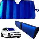 Windshield Sunshade-Thicken 5-Layer Bubble Block Heat and Sun UV Rays,Front Windshield Sun Shade,Sun Visor for Car- Keeps Your Vehicle Cool - 58 x 27.5 Inch (Dark Blue)