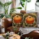Pumpkin Fall Throw Pillow Covers 18x18 Set of 2 | Farmhouse Decorative Cushion Cases for Couch, Sofa and Bedroom | Autumn Pillcases Home Decor for Living Room, Porch, Patio
