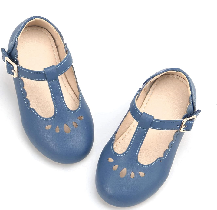 THEE BRON Girl's T-Strap Flats Toddler/Little Kid Ballet Mary Jane Party Dress Shoes, 19,3 cm