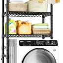 Ulif U11 Mini Over Washer and Dryer Shelves, 3 Tiers Laundry Room Storage and Organizer Standing Shelf, Metal Freestanding Clothes Drying Rack, 28.3W x 19.7D x 77.6H, Black