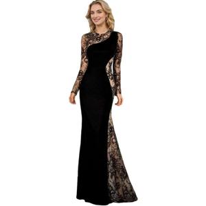 Mother of The Bride Dresses Floor Length Jewel Neck Long Sleeves Lace Mermaid Wedding Guest Formal Dresses (22 Plus, Black)