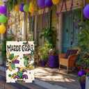 AVOIN colorlife Mardi Gras Garden Flag 12x18 Inch Double Sided Outside, Fleur de Lis Beads Mask Donut Carnival Party Yard Outdoor Flag