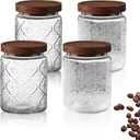 Canisters Set For The Kitchen,Glass storage jars,4Pcs Glass Storage Containers With Lids,For Kitchen Canning Flour, Cereal,Sugar,Candy,Pasta,For Home Bakers & Organized Cooks