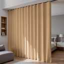 Room Divider Blackout Curtains Flexible Sliding Tracks Sets Ceiling Mounted Rod Window Curtain Privacy Separation for Bedroom Living Rooms,1 Panel Khaki Drape and Black Track Set-W180xH108 in