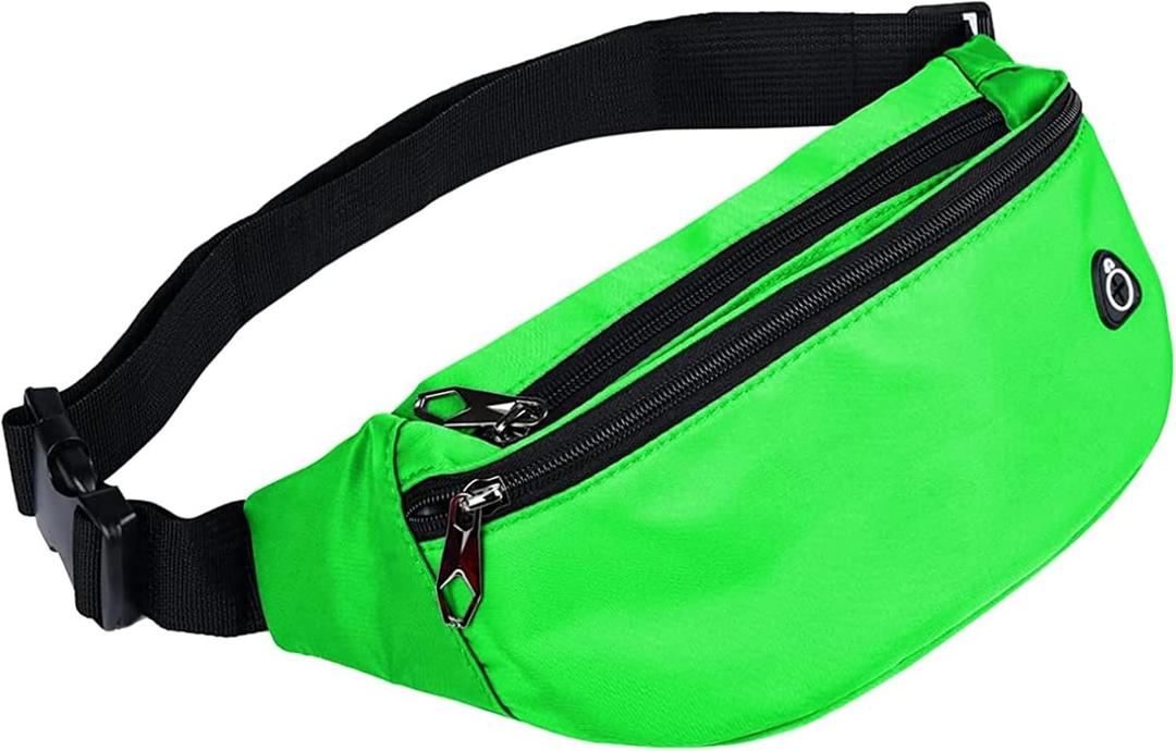Fanny Packs for Men and Women, Waterproof Sports Waist Pack Bag for Travel Hiking Running Hands-free (1pack-Stree green)