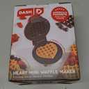 Dash Mini Waffle Maker- Mini Machine for Creative Homemade Treats - Nonstick Iron with Unique Print Design - Stylish Waffle Machine - Red Heart