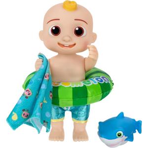 CoComelon - Splish Splash JJ Doll- with Shark Bath Squirter and Water Accessories Water Play - Toys for Kids and Preschoolers