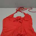 GORGLITTER Women's Fringe Flower Halter Tops Ruffle Mesh Asymmetrical Bow Sleeveless Open Back Going Out Concert Tops S