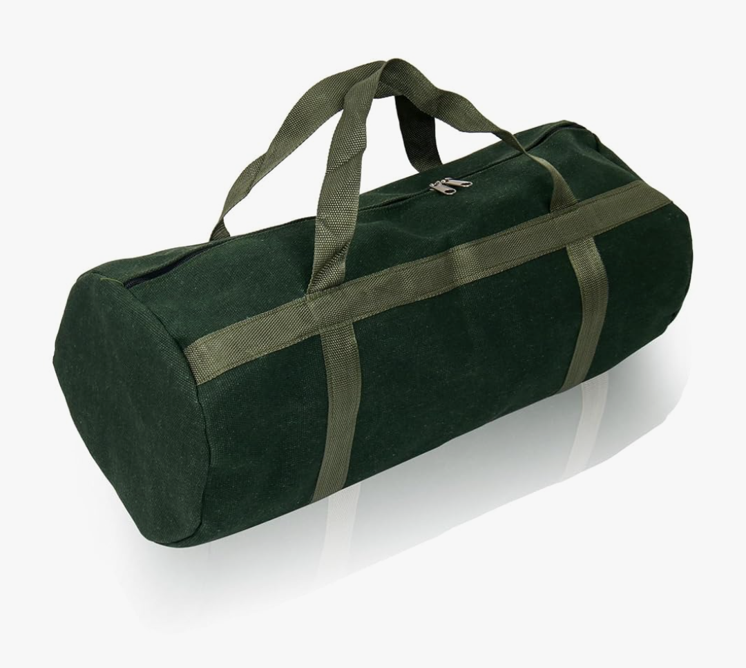 24" Grill Accessory Storage Bag, Tools Storage for Outdoor Grilling, Thick Canvas Double Zipper Utensil Carry Bag for Camping Hiking Barbecue, Dark Green