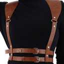 CLOACE Punk Leather Waist Chain Leather Adjustable Body Chain Belt Goth Rave Halloween Body Accessories Jewelry for Women (Brown)