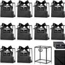 Tenare 12 Pack 42.84.5 Inch Easter Mini Clear Plastic Gift Bags with Handles Wedding Extra Small Transparent Party Favor Bags Bulk with Ribbon Tissue Paper for Easter Party Supplies(Black)