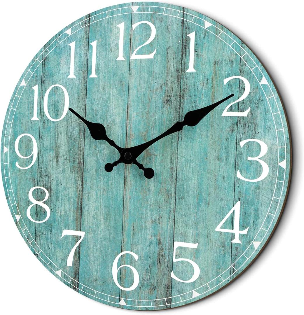 HYLANDA 14 Inch Teal Wall Clock - Silent, Non-Ticking, Battery Operated, Decorative, Unisex
