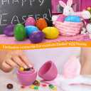 2 x Leinuosen 6 Pcs Easter Multicolor Hollow Wooden Easter Egg Set Pastel Fillable Wood Eggs for Crafts 2.75 x 2.13 Inches Easters Basket Stuffer for Holiday Hunt Party Supplies Decor Craft(Bright Color)