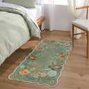 Lahome Floral Rugs for Entryway, 2x4 Washable Kitchen Rugs Ultra-Thin Soft Rug, Non Slip Indoor Door Mat Stain Resistant Boho Small Throw Carpet for Bathroom Bedroom Flore (2x4ft,Green)
