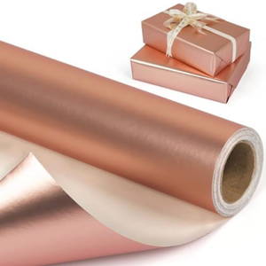 Rose Gold Metallic Wrapping Paper Roll, Solid Color Matte Gift Wrap Paper - Pearly Lustre, Light Rose Gold Gift Wrapping Paper for Birthday Wedding Christmas Mother's Day Baby Shower - 82.5FT 30inch x 33ft