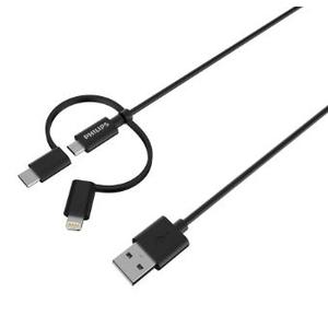 Philips 3-in-1 USB Black Charging Cable - 6 ft