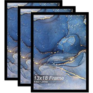 13x18 Picture Frame Set of 3 for Photo Poster Horizontally/Vertically | Black Light Weight and High Transparent 13 x 18 Frame for 13by18 Pciture Wall Mount(3 Packs|Black|13x18)