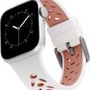 WITHit Designer Band Compatible with Apple Watch, Secure, Adjustable, Apple Watch Replacement Band, Fits Most Wrists (42mm (Series 10) & 38/40/41mm, White/Pink - Sport)