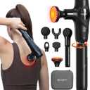 NAPRE 3-in-1 Detachable Massage Gun with Heat,Mini Massage Gun Deep Tissue with Extension Handle,Portable Handheld Percussion Muscle Massager for Back/Neck/Body,Small & Quiet,5 Heads,Mothers Day Gifts
