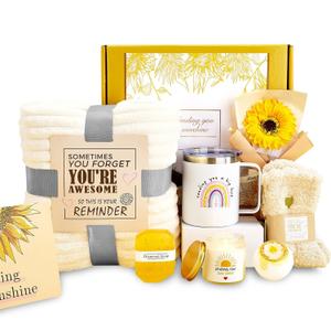 Get Well Gifts for Women After Surgery 10pc Gift Baskets Feel Better Spa Gift Basket Care Package for Mom Her Wife Friend Grandma self care (yellow)