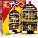 777 Jackpot Toy Slot Machine for Adults  Replica Mini Casino Toy Piggy Bank Replica with Flashing Lights and Jackpot Alert Sounds, Real Fun and Entertaining Game for All at Home, Gold