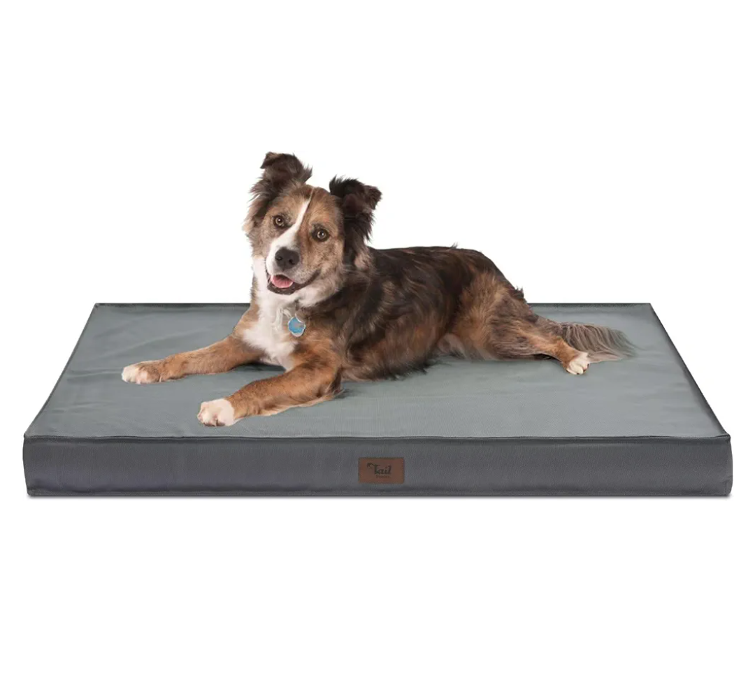 Outdoor Orthopedic Dog Bed, Waterproof Dog Bed for Large Dogs 36x27 Inch, Egg Crate Foam Pet Mat with Washable Removable Oxford Cooling Cover, Grey