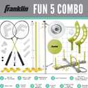 Franklin Sports Fun 5 Combo Outdoor Game Set - Backyard, Beach + Camping Games for Kids - Badminton, Volleyball, Flip Toss, Flying Disc - Horseshoes or Ring Toss, One Size