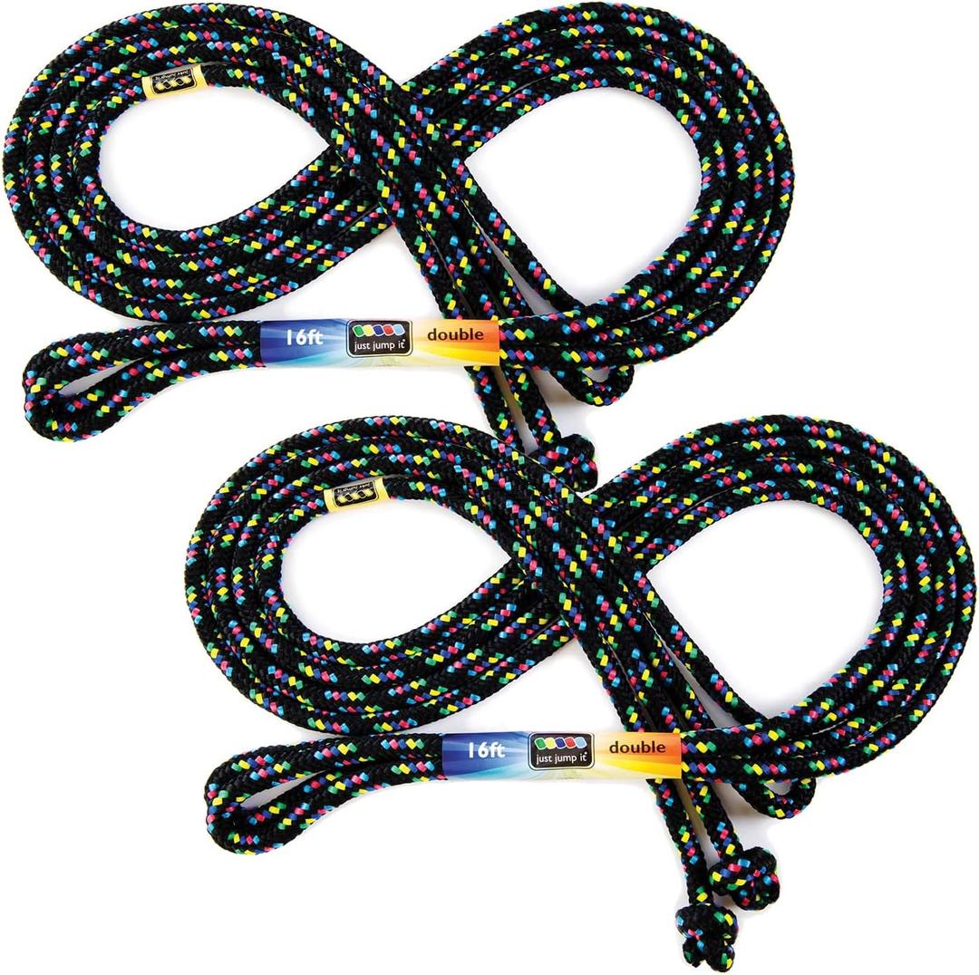Just Jump It 16' Foot Jump Rope 2 Pack - Long Jump Ropes for Double Dutch - Outdoor Jump Ropes for Kids and Adults to Play Family Games & Exercise