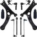 12 PCS Front Lower Suspension Kit Control Arm Ball Joint Sway Bar Stabilizer Link Outer & Inner Tie Rod Rack and Pinion Bellows Replacement For 2009-2013 Toyota Corolla Matrix