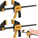 6" Mini Bar Clamps for Woodworking, 2-Piece One-Handed F Clamp/Spreader, 75LBS Load Limit Wood Clamp, Quick Release Grip Clamps for Table Wood Working, Light-duty Tools