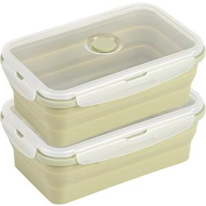 Large Collapsible Food Containers with Lids, Collapsible Bowls For Camping, Save Space, Leak-Proof Silicone Storage Bowls, 2pack 1200ml, Dishwasher, Microwave Freezer Safe