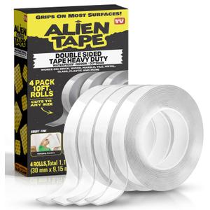 ALIEN TAPE Double Sided Tape Heavy Duty, Nano Tape, Double Sided Mounting Tape, Heavy Duty Double Sided Tape for Walls, Wall Tape, Clear Adhesive Tape for Poster Photo Wall Dcor As Seen on TV 40 Feet