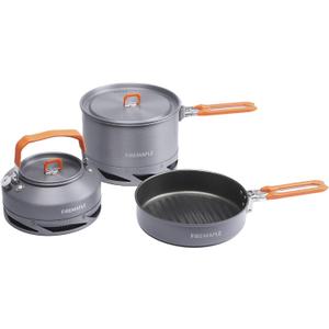 Fire-Maple Feast Set of 3 Camping Cookware Cookware Cookware Kit Outdoor Cookware Set with Pots, Kettle, Saucepans and Spatula for Hiking Fishing Picnic (Fast heat exchanger)