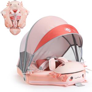 Mambobaby Float Deluxe Baby Pool Float: Safe & Comfortable Swim Trainer for Infants & Toddlers, Non-Inflatable Design, UV Protection Canopy, Fun Water Experience for Ages 3-24 Months, Large