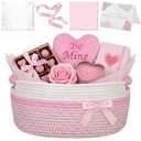 Colingmill Graduation Woven Gift Basket with Bags and Ribbons, Graduation Empty Gift Basket, Thank You Card & 2 Tissue Papers, 14x10x6.5in Baskets for Wedding Birthday(Pink,14 * 10 * 6.5 Inch)