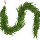 9 Ft Christmas Norfolk Pine Garland Real Touch Artificial Faux Greenery Christmas Garland Decorations for Home Fireplace Mantle Table Stairs Door Indoor Outdoor Holiday Decor