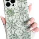 NITITOP Compatible with iPhone 12 Pro Max Case Silicone Cute Flower Floral Sunflowers Pattern for Women Girl Trendy Slim Fit TPU Silicone Shockproof Full Camera Protection Cover - Green