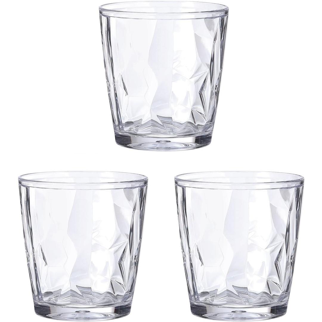 uxcell 7oz Acrylic Drinking Glasses, 3Pcs Plastic Reusable Tumblers Drinkware Unbreakable Water Glasses Cups Stackable & Dishwasher Safe for Home Outdoors Restaurant, Transparent