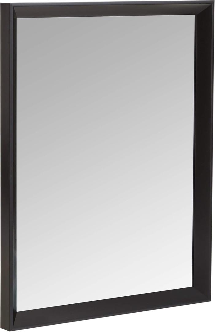 Rectangular Wall Mount Mirror With Peaked Trim, Black, 16 x 20 inch