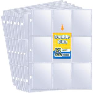 2232 Pockets Double Side Trading Card Sleeves, Fabmaker 9 Pocket Card Sleeves Binder Sheets for 3 Ring Binder, Long-Lasting Trading Card Binder Sleeves Fit for MTG, Baseball, Game, Business Cards (124 PACK)