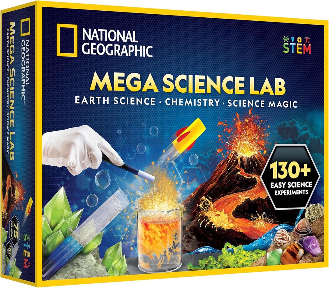 National Geographic Mega Science Lab - Kit for Kids with 75 Easy Experiments, Featuring Earth Science, Chemistry Set, and Magic STEM Projects for Boys and Girls