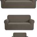 Fancy Collection 3pc Set Slipcover Set Furniture Cover Spandex Set Includes Sofa and Love-Seat and Chair Covers Solid New (Grey)