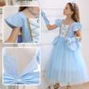 Princess Cinderella Costume for Girls Kids Cosplay Dress Carnival Halloween Party Outfit (Blue)