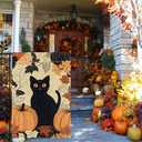 Fall Black Cat Pumpkin Garden Flag Double Sided 12x18 Outdoor Decor