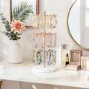 Mkono Bracelet Holder Gold Metal Rotating Bracelet Display Stand 3 Tier Jewelry Tower rack with 36 Hooks and Wood Base Modern Adjustable Storage Organizer Tree for Selling KeyChain Bangle Accessories