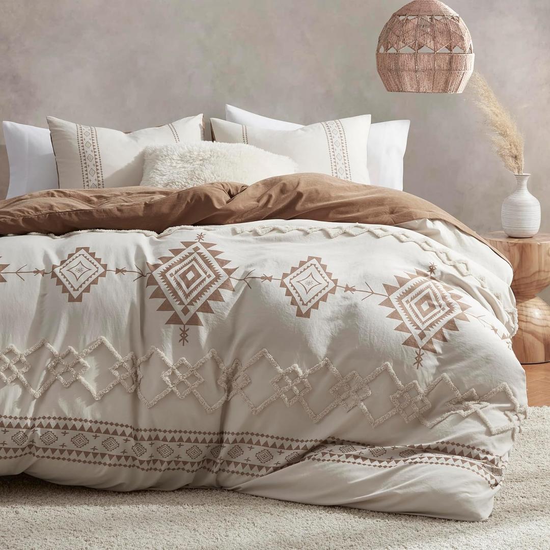 Oli Anderson Boho Duvet Cover Set Twin Size, Beige and Terracotta Color Clash 2 Pieces Microfiber Bedding Set, Durable and Super Soft Duvet Covers with Zipper and Ties, 68"*90" Oli Anderson Boho Duvet Cover Set Twin Size, Beige and Terracotta Color Clash 2 Pieces Microfiber Bedding Set, Durable and Super Soft Duvet Covers with Zipper and Ties, 68"*90"
