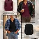 Ficerd 3 Pack Men's Big and Tall V Neck Shirts Cotton Long Sleeve Tops Plus Size Lightweight T-Shirts Casual Basic Tees (XXXL)